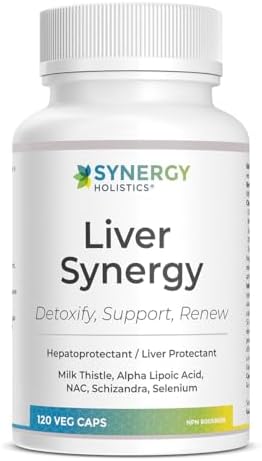 Synergy Holistics - Liver Synergy | Premium Liver Detox & Milk Thistle Supplement Blend with NAC, Schisandra, Alpha Lipoic Acid & Selenium | Glutathione Precursor Antioxidant Support | Daily Support | Value Size | 120 Veg Capsules