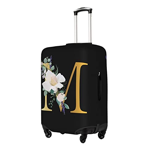 Generic Flower Letter M Black Luggage Cover Elastic Washable Stretch Suitcase Protector Anti-Scratch Travel Suitcase Cover For Kid And Adult M  thumb #1