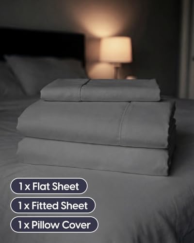 Image of Sleepy Town Twin Size Bed Sheets - 3 Piece - Twin Sheet Set - Extra Soft, Comfy & Cooling - Easy Care - Shrinkage, Wrinkle & Fade Resistant - Brushed Microfiber - Deep Pocket Bed Sheets (Dark Grey)