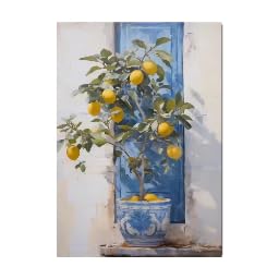 Cuadro en lienzo de jardín de limones para decorar una sala de estar moderna 3