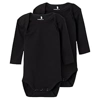 NAME IT Unisex Nbnbody 2p Ls Solid Black Noos, Schwarz, 98