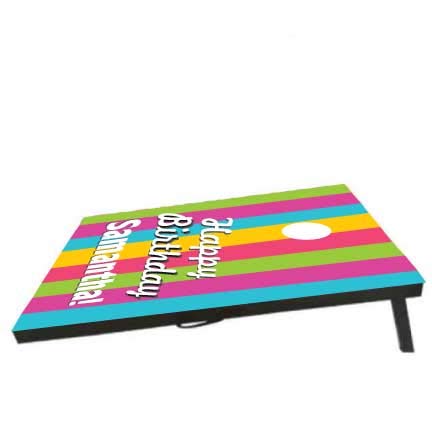 VictoryStore Cornhole Games Custom Birthday Bag Toss Game Custom Birthday Cornhole 8 Bags Included (Rainbow Stripes)
