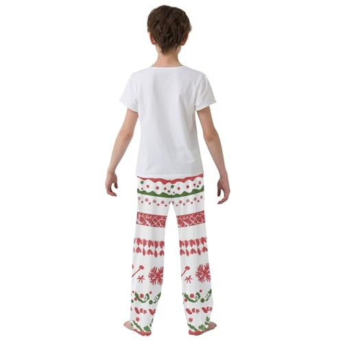 Boys' Pants Flowers Leaves Stripe Christmas Long Bottoms Jogger Pants Elastic Waist Trousers with Pockets S-XL3