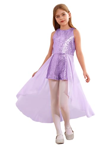 CHICTRY Kids Girls Chiffon Sleeveless Sequined Birthday Prom Party Jumpsuit Romper Performance Dancewear