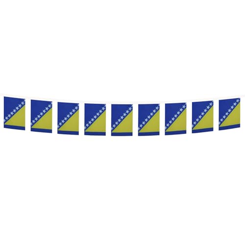 Image of AZ FLAG Bosnia and Herzegovina 6 meters BUNTING Flag 20 flags 9'' x 6'' - Bosnian Herzegovinian STRING flags 15 x 21 cm