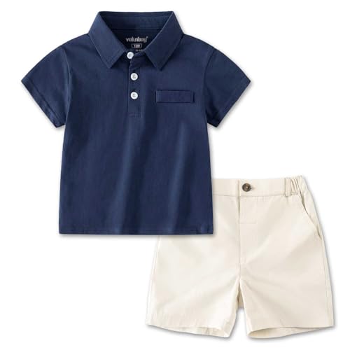 Image of Volunboy Baby Boy Summer Clothes Short Sleeve Polo Shirts Shorts Set Pique Beach Outfits