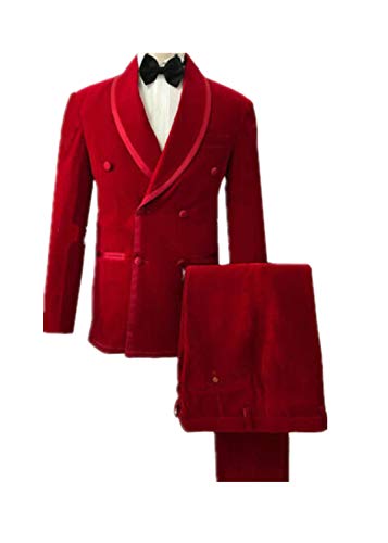 Smokings Costumes de Bal en Velours Rouge Haute Qualité HOTK sur Mesure