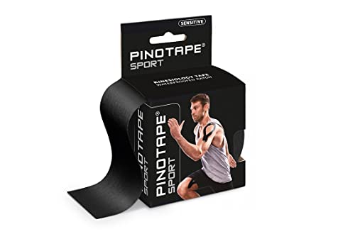 Pinotape Sport - Sensitive Tape - Light Black - 5 cm x 5 m - wasserfestes Kinesiotape - für sensible Haut - latexfrei - starke Haftung