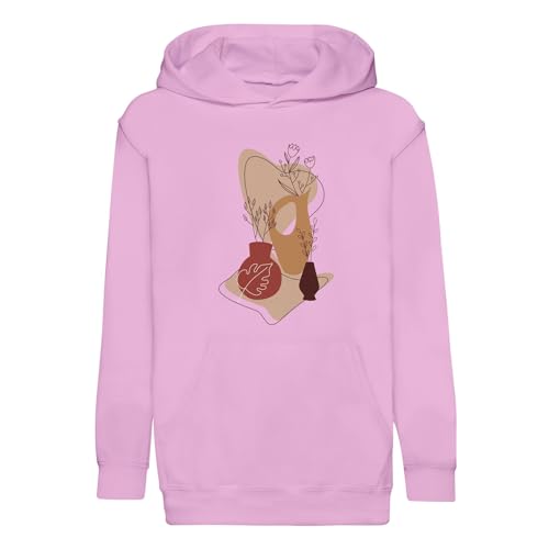 Sweat à capuche enfant premium au motif line art poterie et finitions haut de gamme