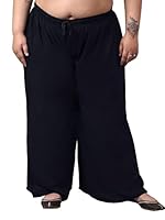 TREND LEVEL Plus Size Rayon Solid Relaxed Loose Fit Palazzo for Women's and Girls (6XL, Black)