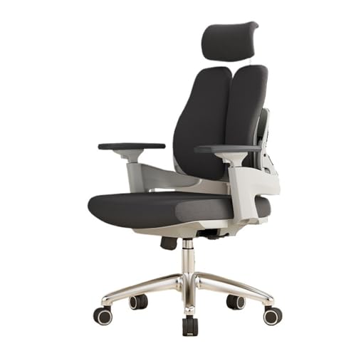 Desk Executive Office Chair Adjustable Seat High Back Office Chair Rolling Chairs with Armrest Lumbar Support Headrest(Black and