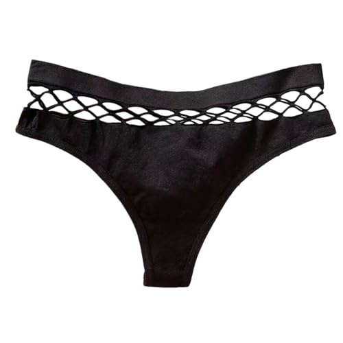 Pbawab Sexy Thong for Women Fashion Hollow Out Women Panties High Waist G-String Ladies Seamless Comfortable Thongs Black