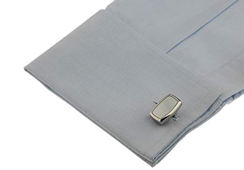 Mancuernillas Rectangulares Plateadas para Hombre Clasicas miniatura 4