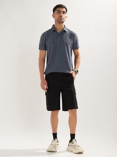Image of Nobero Textured Polo T-Shirt for Men | Polo T-Shirts for Men | Regular Fit | Textured Fabric | Contrast Collar | Casual & Smart Casual
