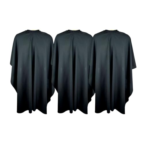 3 Capas Para Corte Profissional Preta Extra Grande Cetim Barbearia Salão