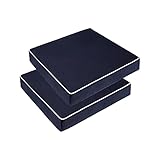 PNP FKJP 2 Pack Outdoor Chair Cushion 20' X 20' X 4', Waterproof Outdoor Seat Cushions with Non-Skid Ties, Navy (Cushion + Cover)
