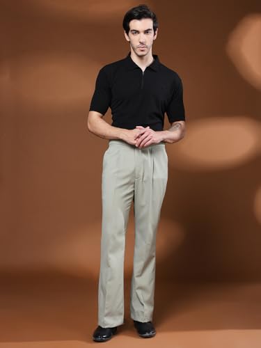 Image of Gurkha Pants for Men | Trouser for Men | Formal Pant | Classic Button | Bell Button High Waist Pleated Casual Trousers | Flared Leg Pants for Office Smart Casual Travel Party