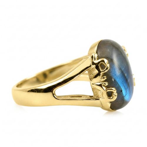 Image of 55Carat Choose Your Color Genuine Stone Ring 18K Gold Plated Oval Handmade Jewellery for Gift Sizes 4-13