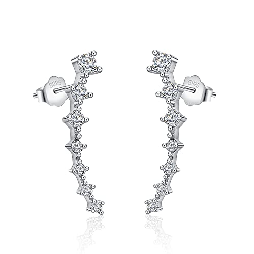 925 Sterling Silver Post Cubic Zirconia Ear Crawle Earring For Women 7 Crystal Star Ear Stud Earrings AAA CZ Arrow Ear Climber Hypoallergenic Piercing Gifts For Her