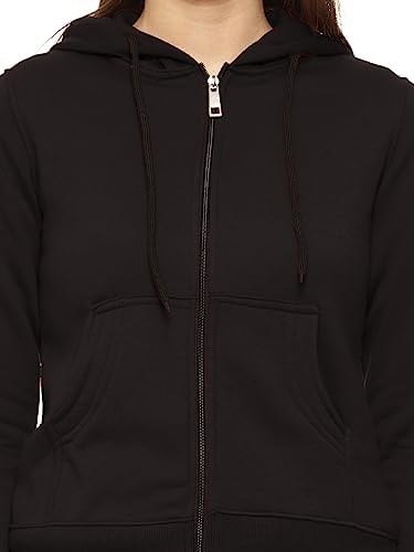 ROARERS Women POLYFLEECE Cotton Winter Full Sleeves Jacket Type Sweatshirt with Zipper for Women (L, Black) 2