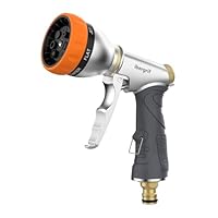 Ibergrif M20285 Gartenbrause, Metall Garden spritze mit 7 Funktionen Spritzdüse, Hochdruck Bewässerungspistole für Bewässerung, Autowaschen,Orange
