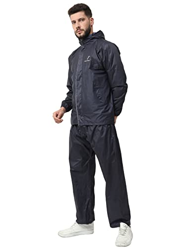 Image of FabSeasons Heavy Duty Printed Reversible Double Layered Waterproof Raincoat set with adjustable Hood & Deep Mobile Pocket
