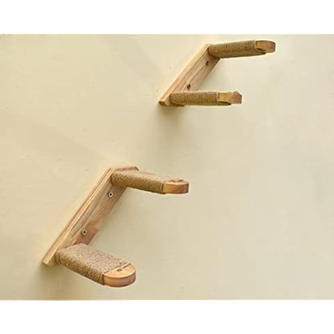 Cat Wall Mounted Shelf Furniture,Cat Climbing Shelves ,with Jute Scratching for Indoor Cats Four Steps Stairs,Heavy Duty Wooden Cats Perch Platform (Big-Left to Right) Cover