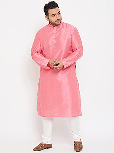 Image of VASTRAMAY Plus Size Men's Silk Blend Kurta Set-New Pink