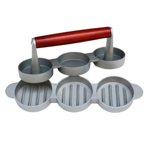 3 Holes Aluminum Alloy Wooden Handle Manual Hamburger Presses Maker Press Cutlets Mold Grill Kitchen Tools Home Meat Pie Burger