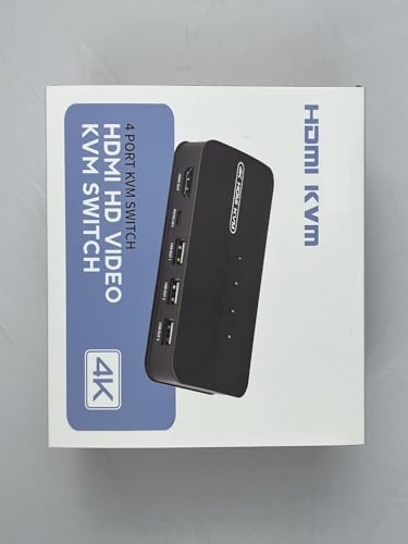 Image of 4K HDMI KVM Switch, 4 Port HDMl USB Switch for 4 Computer Share a 4K@30Hz Monitor and 3 Usb Device Keyboard Mouse Printer, Including 4 Cables (4 PORT HDMI USB KVM Switch Selector)
