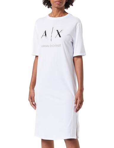 Armani Exchange Organic Fabric, Logo T-Dress Vestido Informal, Op. Blanco, XS Mujeres