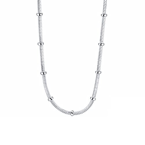 Collier de perles et chaîne de serpent en argent 925 raffiné pour femme