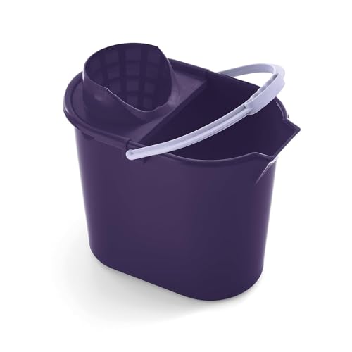 Mery | Cubo Ovalado con Escurridor | Cubo para Fregar | Asa Anatómica | Polipropileno | 12 Litros | Morado y Lila | Medidas: 31,5x25x34 cm