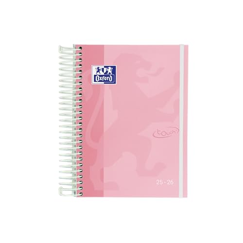 Oxford Touch, Agenda 2025 2026, Día por Página, Tapa Extradura, 12x18 cm, Español, Color Rosa Pastel