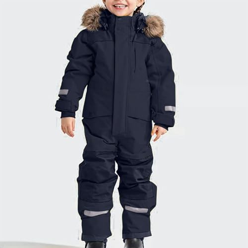 bmkBWO Snow Suit for Kids,Waterproof Windproof Snowsuits One Piece Snowboarding Ski Suits Winter Warm Outdoor Overalls2
