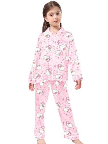 Image of Schbbbta Girls & Women Satin Pajamas Set, 2Piece Silk Nightwear Button-Down Sleepwear for Teen Kids, 3 Years - Women XXL