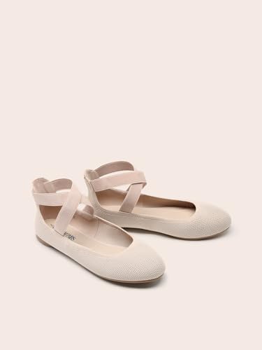 DREAM PAIRS Women's Comfortable Fashion Elastic Ankle Straps Flats Shoes