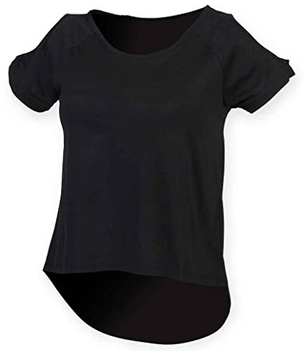 T-Shirt pour femmes dos allongé coupe arrondie noir taille M polyvalent