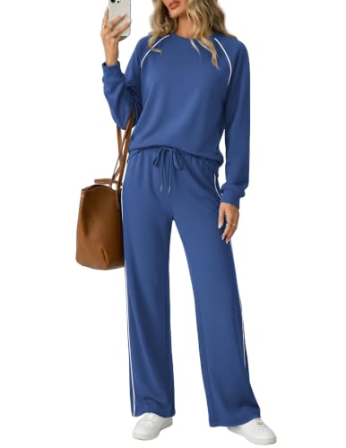 Ekoauer Lounge Sets for Women 2 Piece Matching Outfits Blue Small - image 3