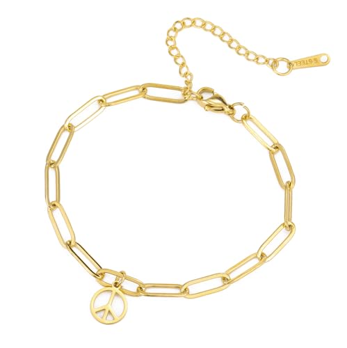 unift Signo de la Paz Pulsera Tobillera para Mujeres Hombres Acero Inoxidable...