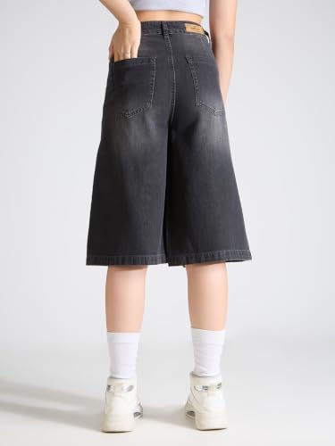 TARAMA black denim shorts – image 2