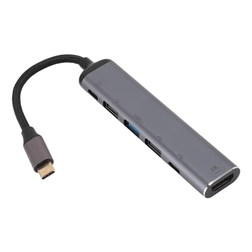 Splitter USB C en alliage d'aluminium premium, concentrateur 6 en 1 haute définition