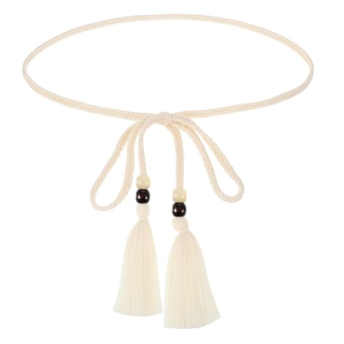 FdcLixuvol Geflochtener Geknoteter Taillengürtel Damen Gürtel für Kleid, Schmaler Boho-Gürtel mit Quasten Seilkette Dünner Stoffgürtel Damengürtel für Kleider, Röcke, Hemden und T-Shirts