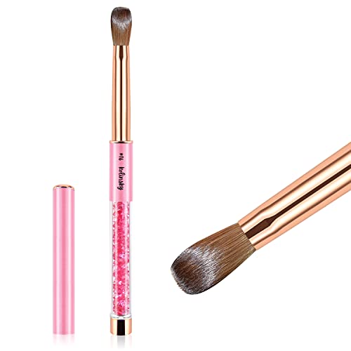 100% Pure Kolinsky Nail Brush Size 16, Oval Crimped Pressed Shaped Acrylic Nail Brushes,Metal Handle Acrylic Powder Brush Set Professional Manicure For Diy Home Salon,For Beginner And Professional #TOP6