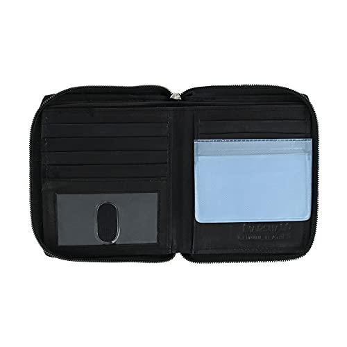 CTM Men's Leather Zip-Around European Wallet, Black3