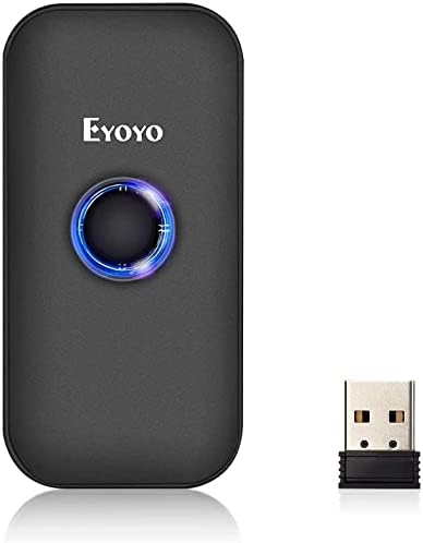 Eyoyo 2D Escáner de Código de Barras, Mini 1D QR Lector de Código de Barras 3-en-1 Conexiones USB Cable/ 2,4G Inalámbrico/Bluetooth para POS, Teléfono Inteligente, Tableta, iOS, Android y Windows