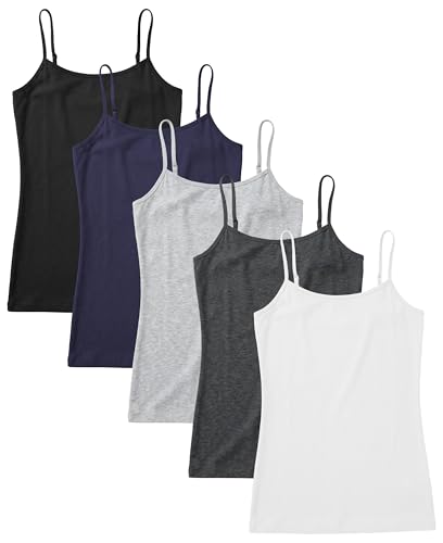 Sexy Basics Women's Cotton Stretch Camisole Tanks | Adjustable