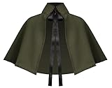 Cykxtees Victorian Gothic Renaissance Medieval Lolita Steampunk Collar Capelet Women's Short Cape Cloak (Olive Army Green)