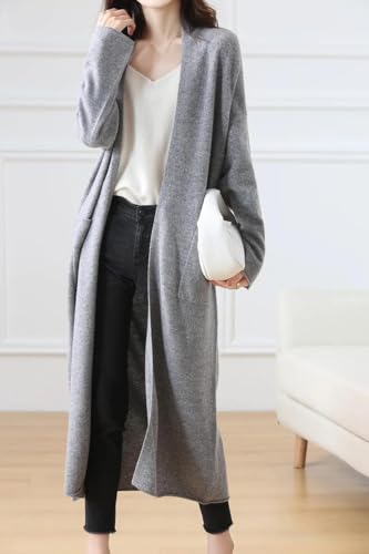 Women's Merino Wool Longline Cardigan Coat, Soft Solid Color Basic Long Sleeve Sweater4