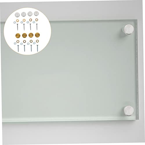 GLEAVI 16 sets tornillos decorativos de espejo de acero inoxidable grueso con tapa plana para espejos, armarios, mesas de té y muebles de vidrio miniatura 6